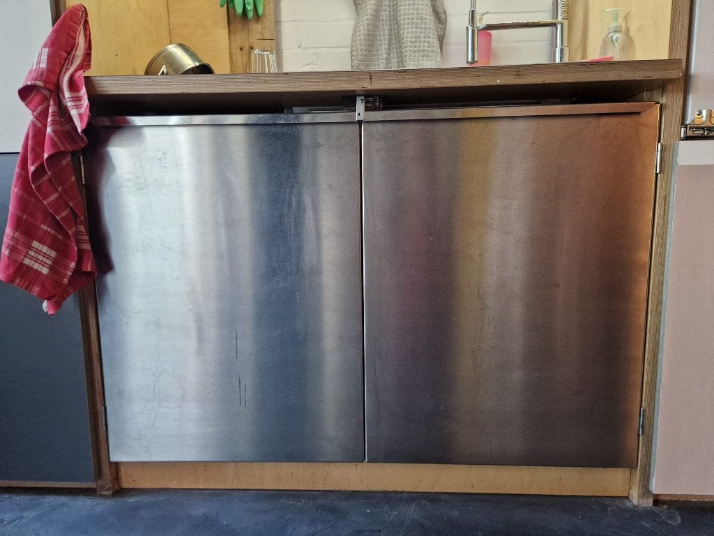 2 keukendeurtjes rvs, Ophalen, Gebruikt, 50 tot 100 cm, Minder dan 25 cm