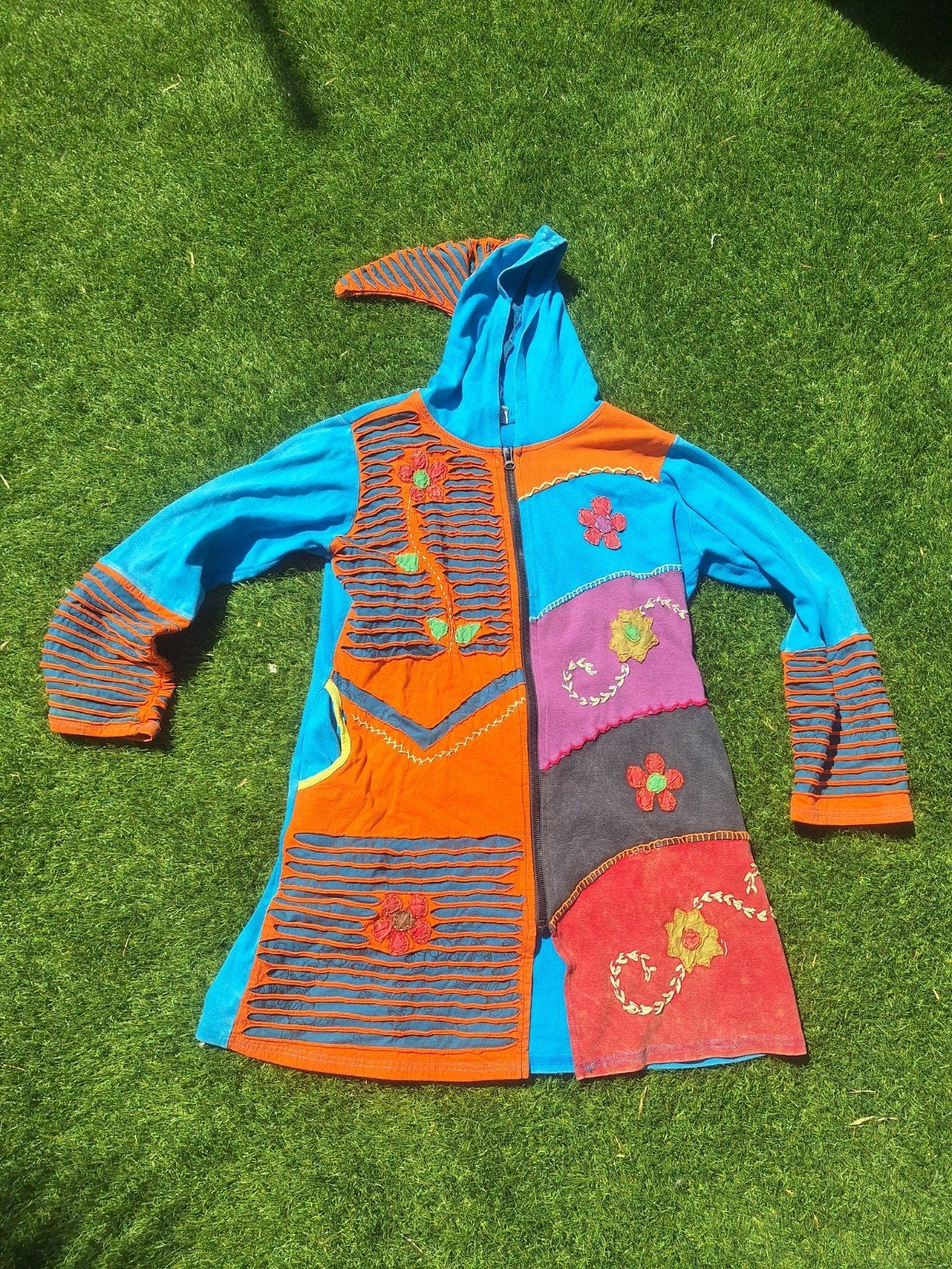 Kleurrijke Hippie Jas - 100% Katoen - XL, Meerkleurig, Maat 46/48 (XL) of groter, Ophalen of Verzenden, Onbekend