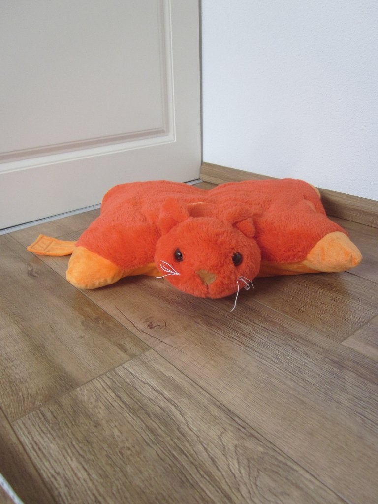 Swizzels oranje groot pluche kussen knuffel Dikkie Dik poes, Oranje, Overige merken, Overige karakters, Ophalen of Verzenden