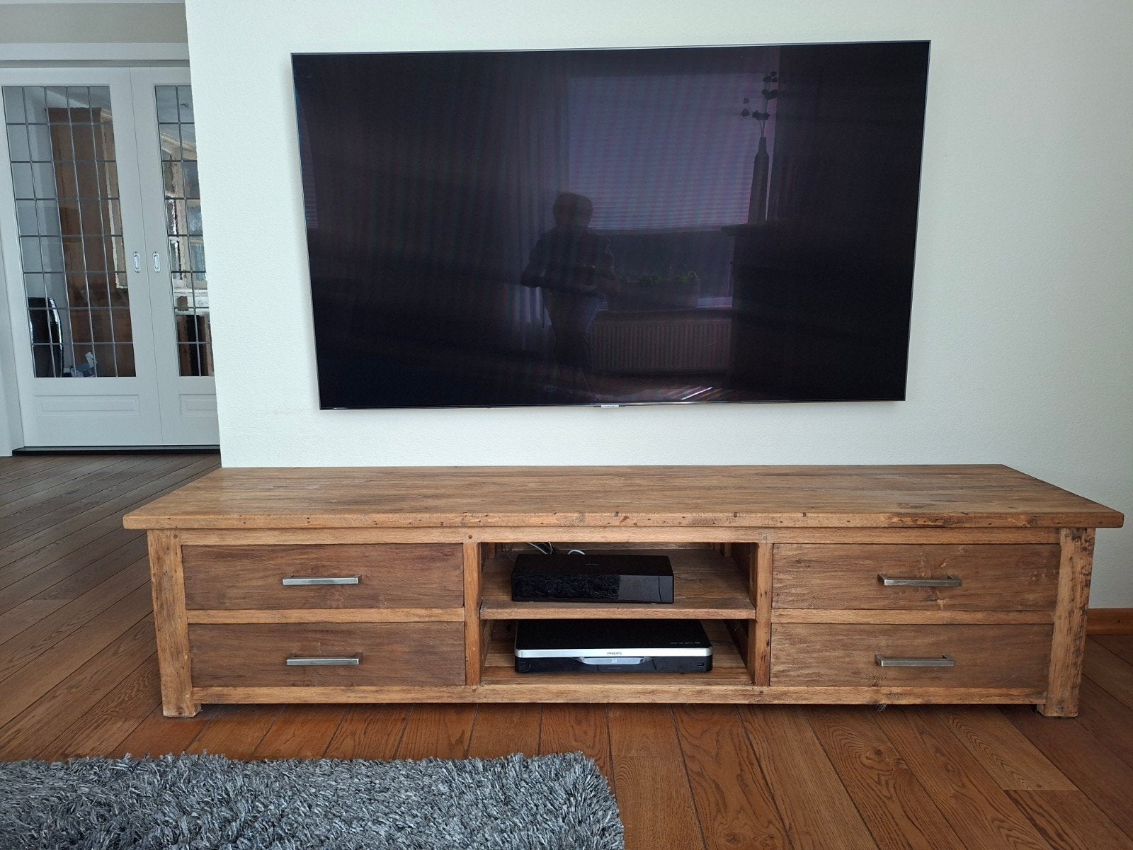 Teakhouten tv-kast van Hedi Meubelen - 200x45x45 cm, Ophalen, Teakhout, Zo goed als nieuw, 200 cm of meer