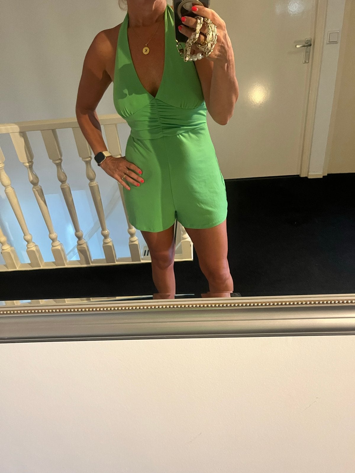 Bershka Halter Jumpsuit, Ophalen of Verzenden, Zo goed als nieuw, Maat 38/40 (M), Groen
