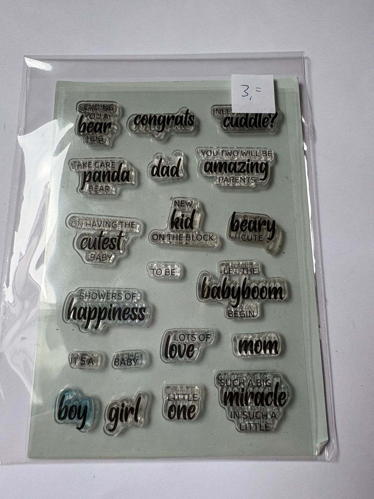 Studio light Craftlab stempel set baby teksten, Hobby en Vrije tijd, Ophalen of Verzenden, Zo goed als nieuw, Clearstamp