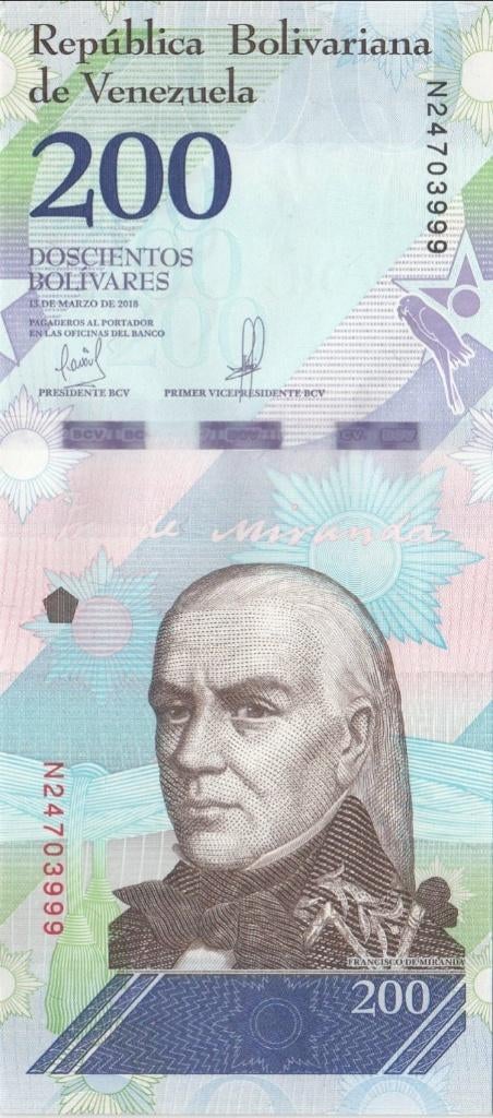 Venezuela bankbiljet 200 Bolivares 2018, Pick 107 UNC, Ophalen of Verzenden, Zuid-Amerika, Los biljet