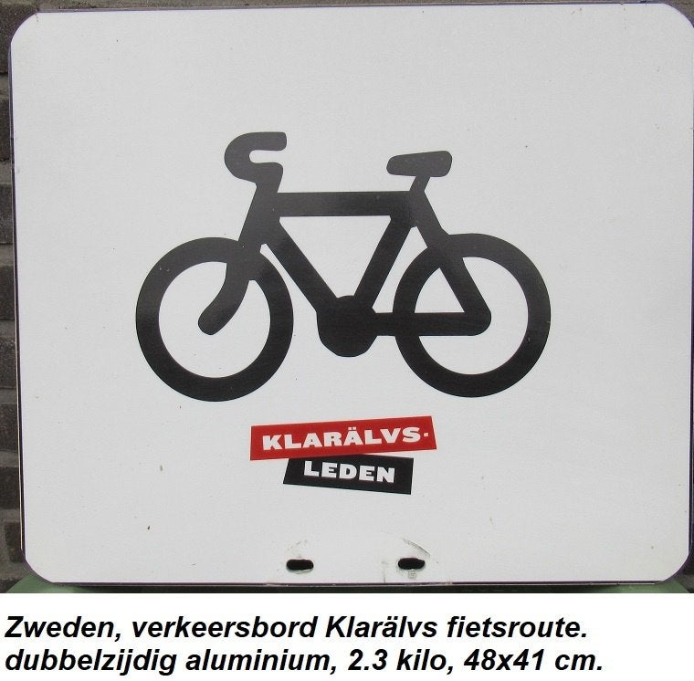 origineel Zweeds verkeersbord, toeristisch fiet spad, Verzamelen, Ophalen of Verzenden, Zo goed als nieuw