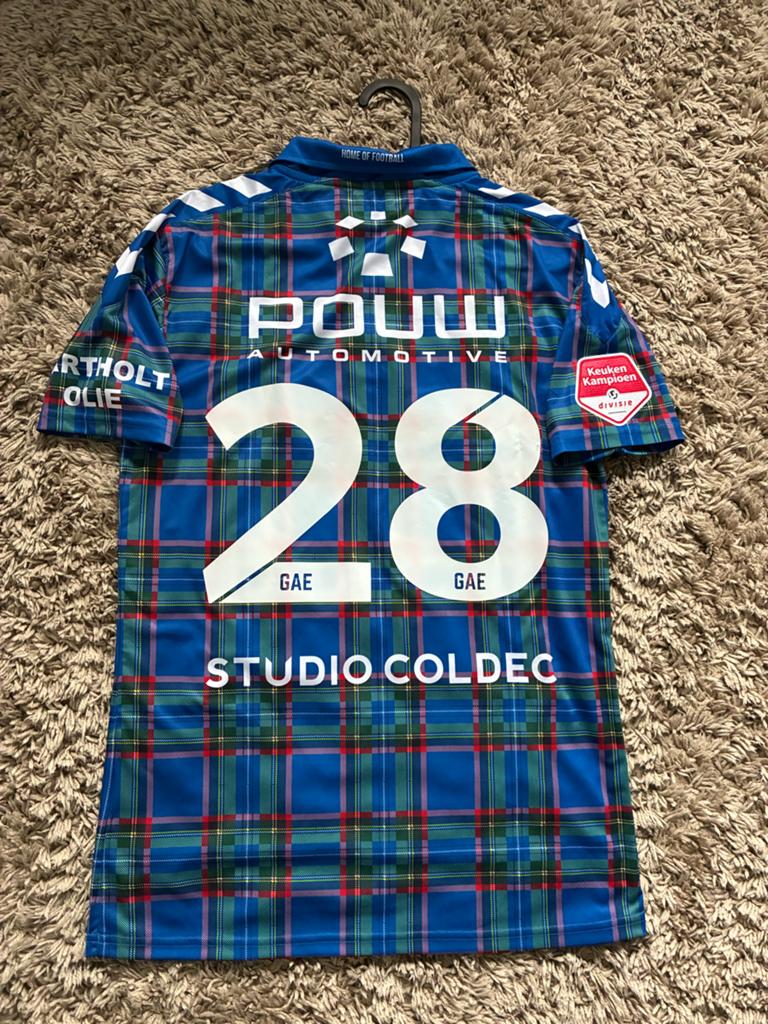 Matchworn Go Ahead Eagles shirt 2018/19 - Schotse ruit, Kleding | Heren, Sportkleding, Gedragen, Voetbal, Maat 52/54 (L), Blauw