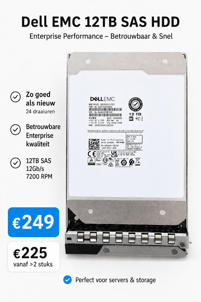 Dell EMC 12TB SAS Enterprise HDD Server NAS, Intern, Server, HDD, Ophalen of Verzenden