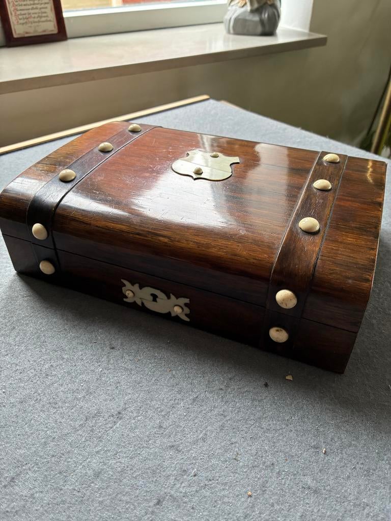Vintage spel in houten kistje, Ophalen of Verzenden, Gebruikt