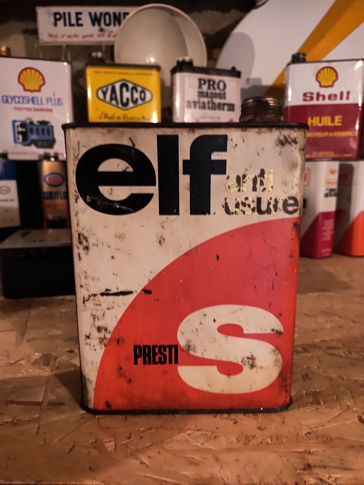 lotje met 7 olieblikken oa Elf,BP,Antar., Ophalen, Gebruikt, Verpakking