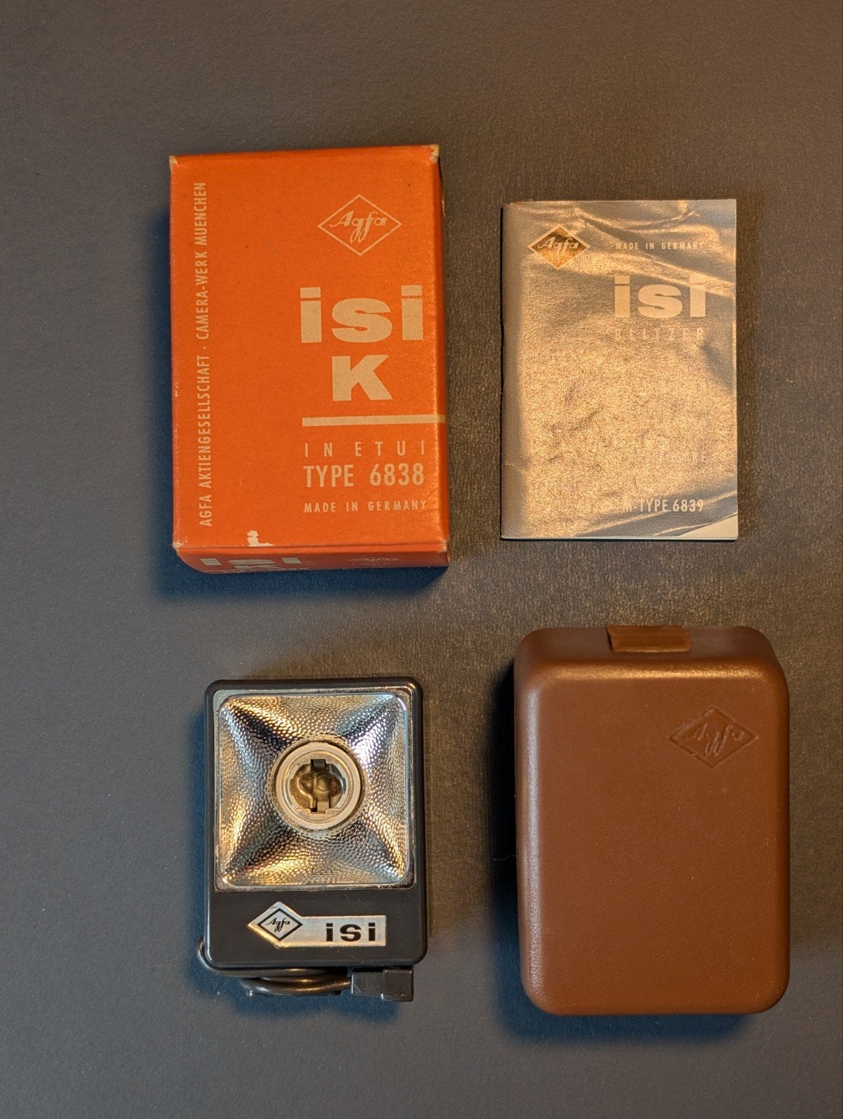 Agfa isi K flitser type 6838 met etui en handleiding, Ophalen of Verzenden, Zo goed als nieuw, Overige merken