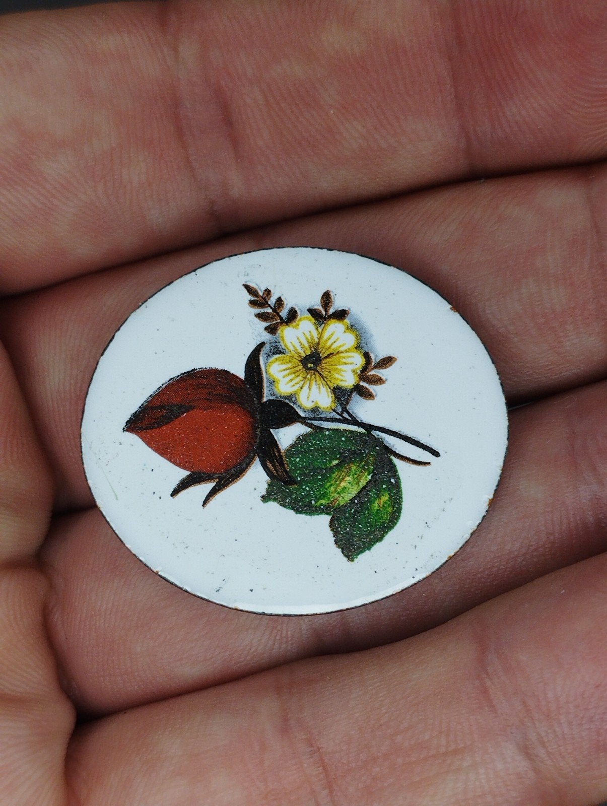 Zeldzame oude vintage emaille broche, Ophalen of Verzenden, Zo goed als nieuw, Overige materialen