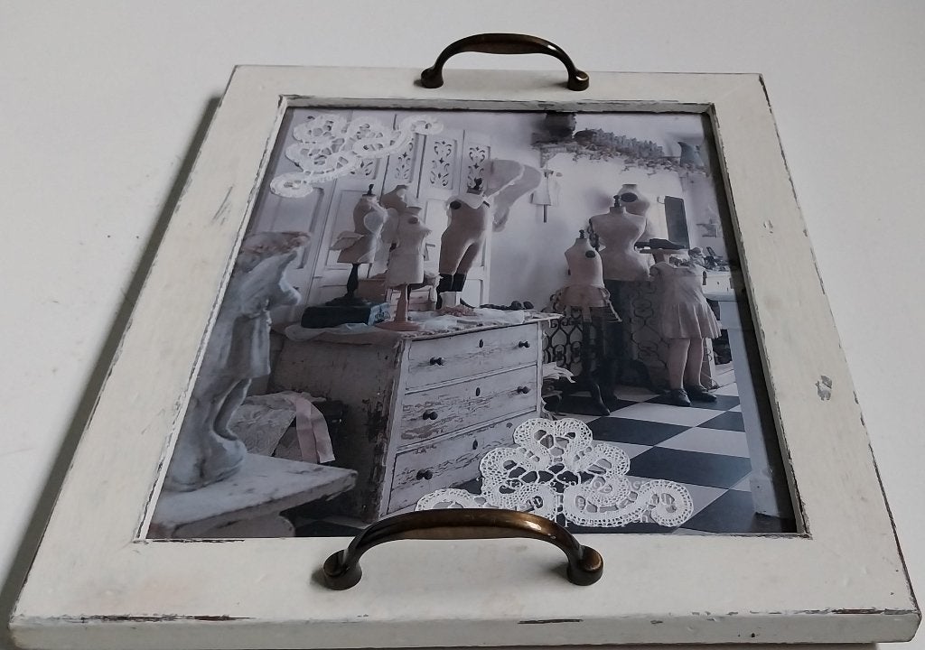 Dienblad in brocante/shabby-chic stijl, Ophalen of Verzenden