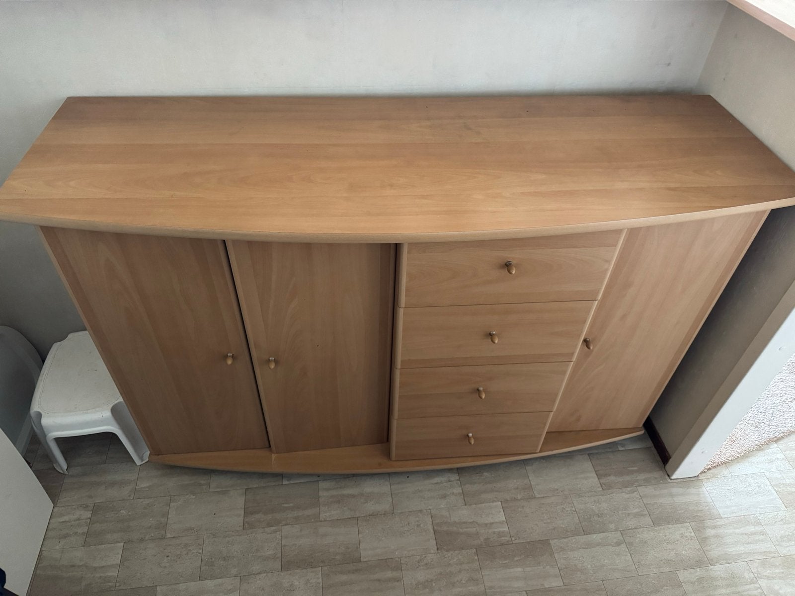 Houten dressoir met lades en deuren, Ophalen, Gebruikt, 100 tot 150 cm, Met lade(s)