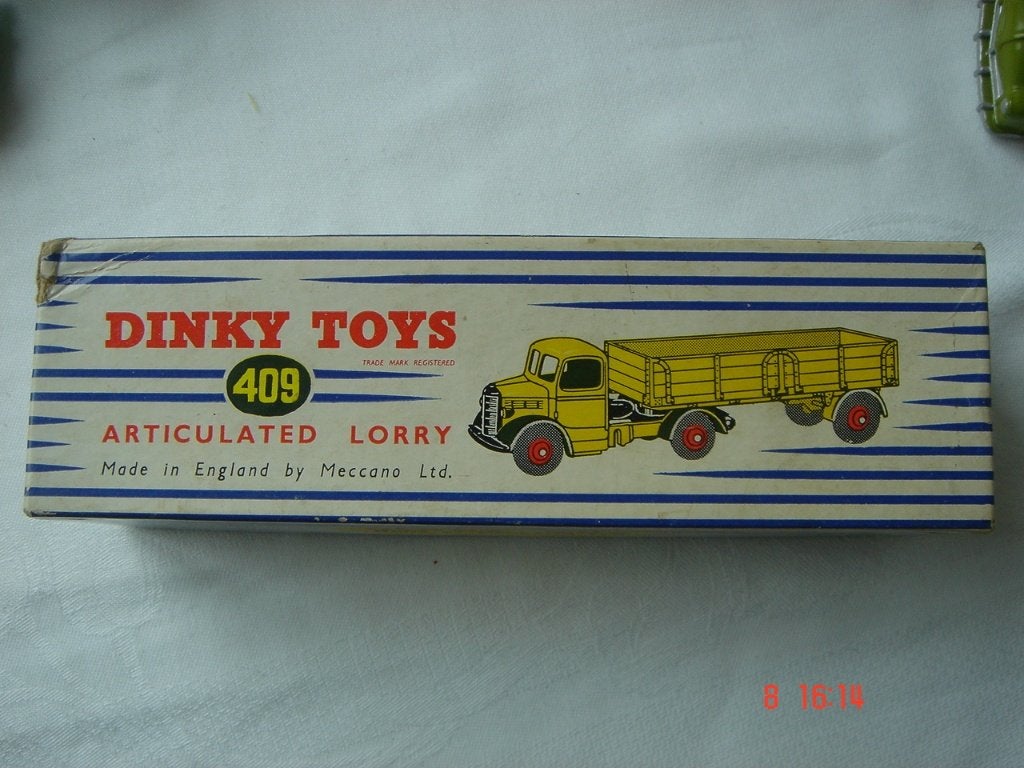 LEGE BOX VOOR DINKY TRACTOR MET OPLEGGER NR 409 UIT 1956, Hobby en Vrije tijd, Ophalen, Gebruikt, Overige typen, Dinky Toys
