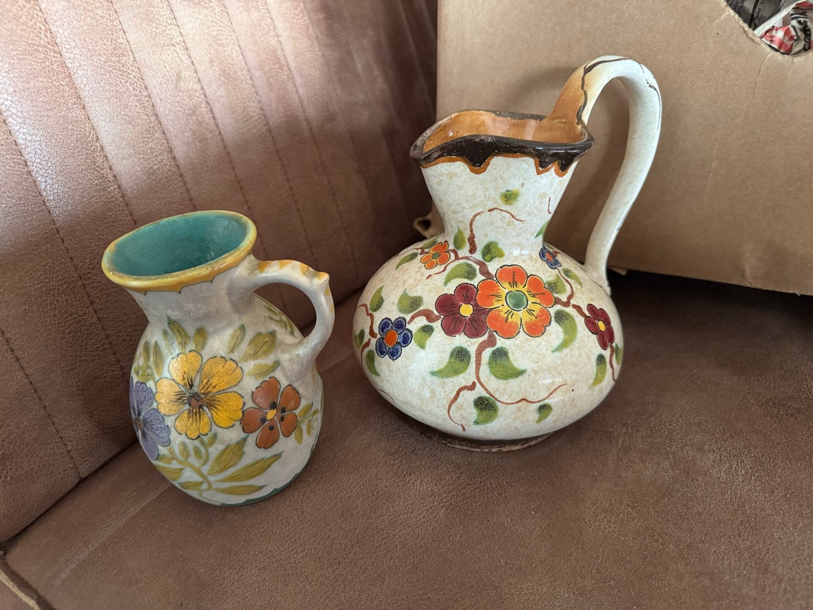 Set van 2 vintage Gouds aardewerk kannen, Zenith en Regina, Antiek en Kunst, Ophalen of Verzenden