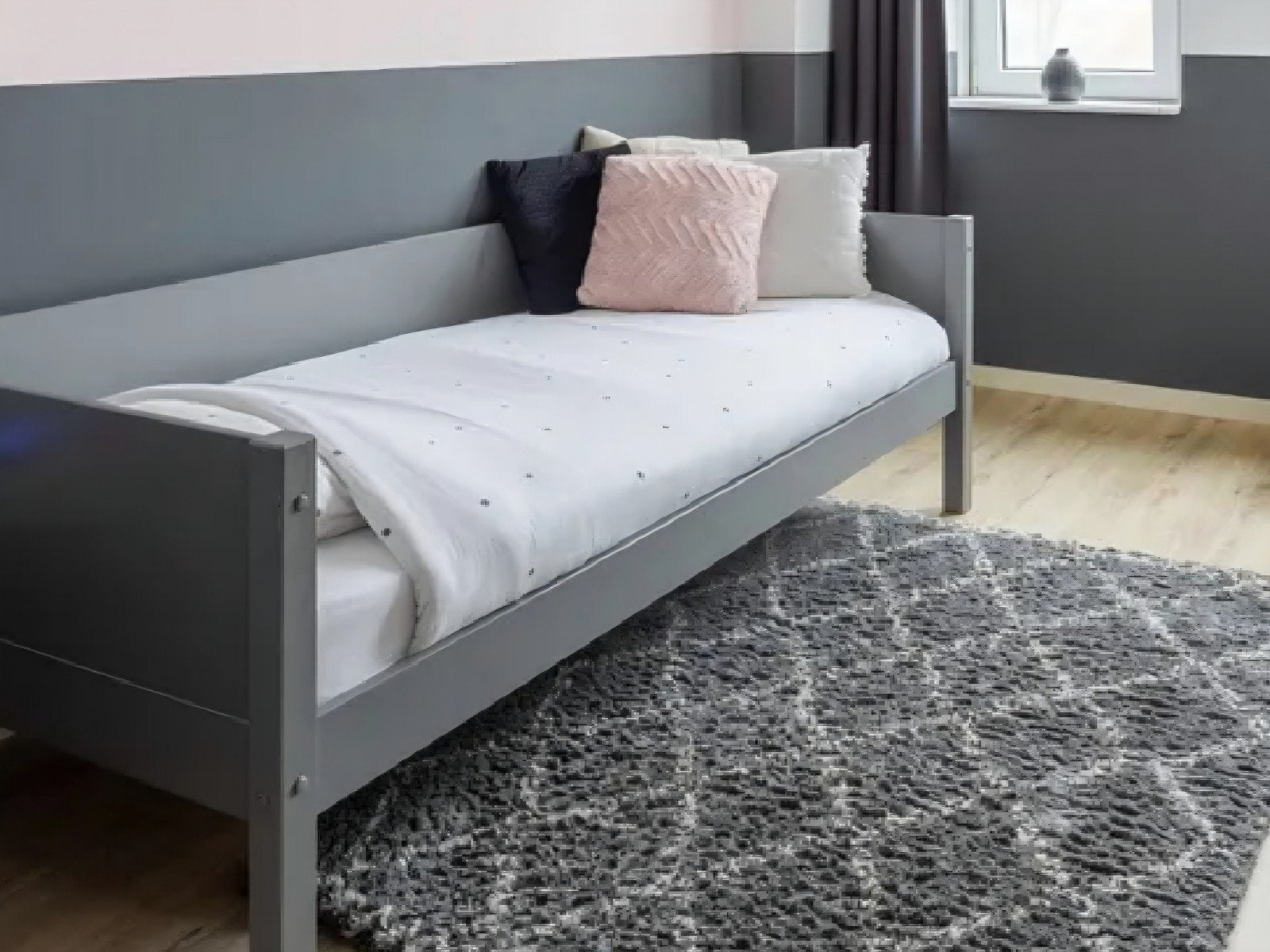Zo goed als nieuwe bedbank Woood met lattenbodem, Ophalen, 90 cm, Eenpersoons, Zo goed als nieuw