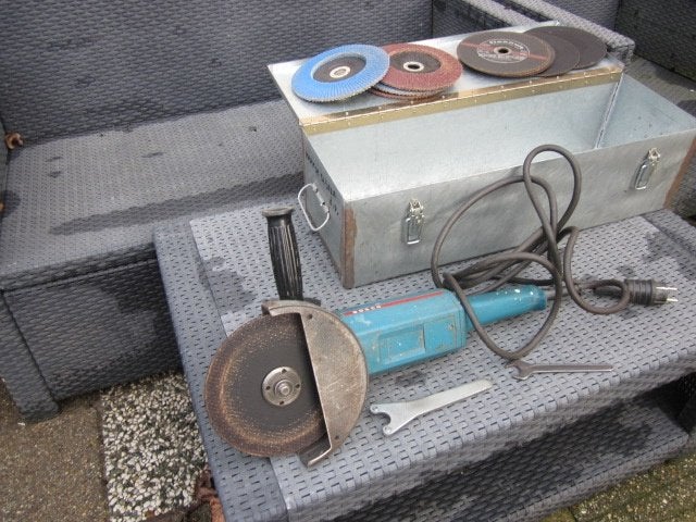Blauwe Bosch Slijptol met Accessoires, Doe-het-zelf en Verbouw, Ophalen, Gebruikt, 700 tot 1000 watt, Haakse handslijpmachine