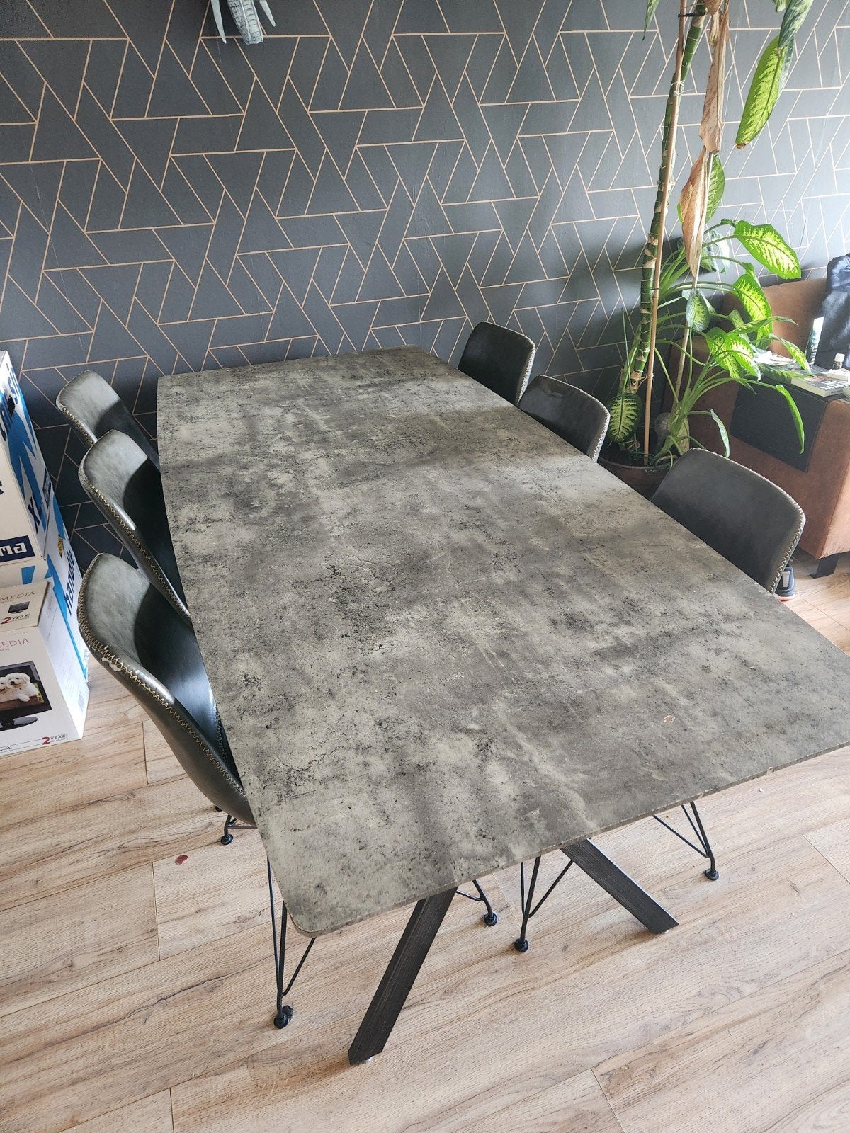 Tafel (190x90) met 6 comfortabele stoelen, Huis en Inrichting, Ophalen, Gebruikt, 6 tot 8 stoelen