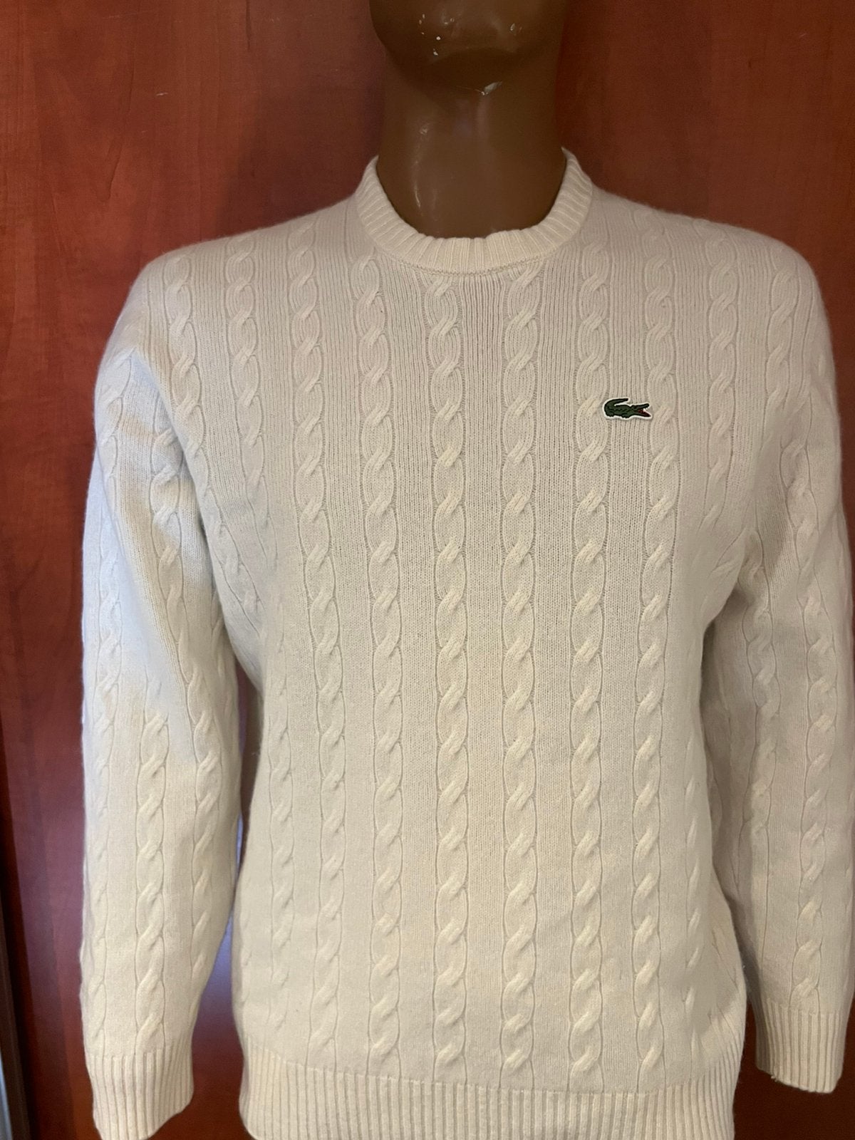 LACOSTE trui maat us M 100% wol origineel zgan, Ophalen of Verzenden, Zo goed als nieuw, Maat 48/50 (M), Beige