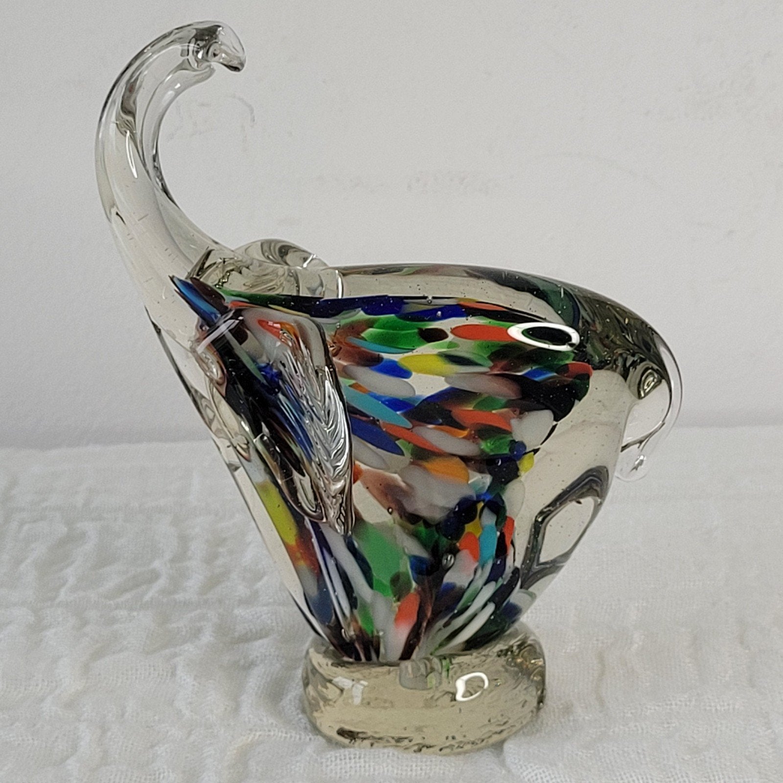 Glazen olifantenbeeldje Murano-stijl veelkleurig 15 cm, Antiek en Kunst, Kunst | Designobjecten, Glas, Meerkleurig, Ophalen of Verzenden