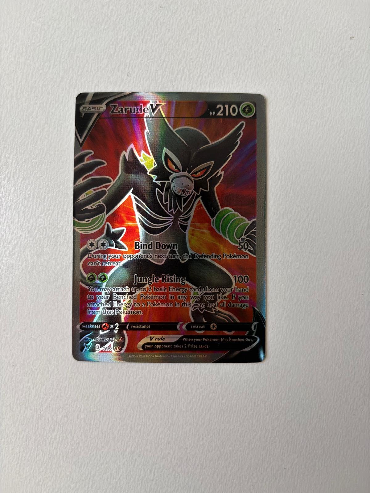 Pokemonkaart Zarude V 167/185, Ophalen of Verzenden, Zo goed als nieuw, Losse kaart