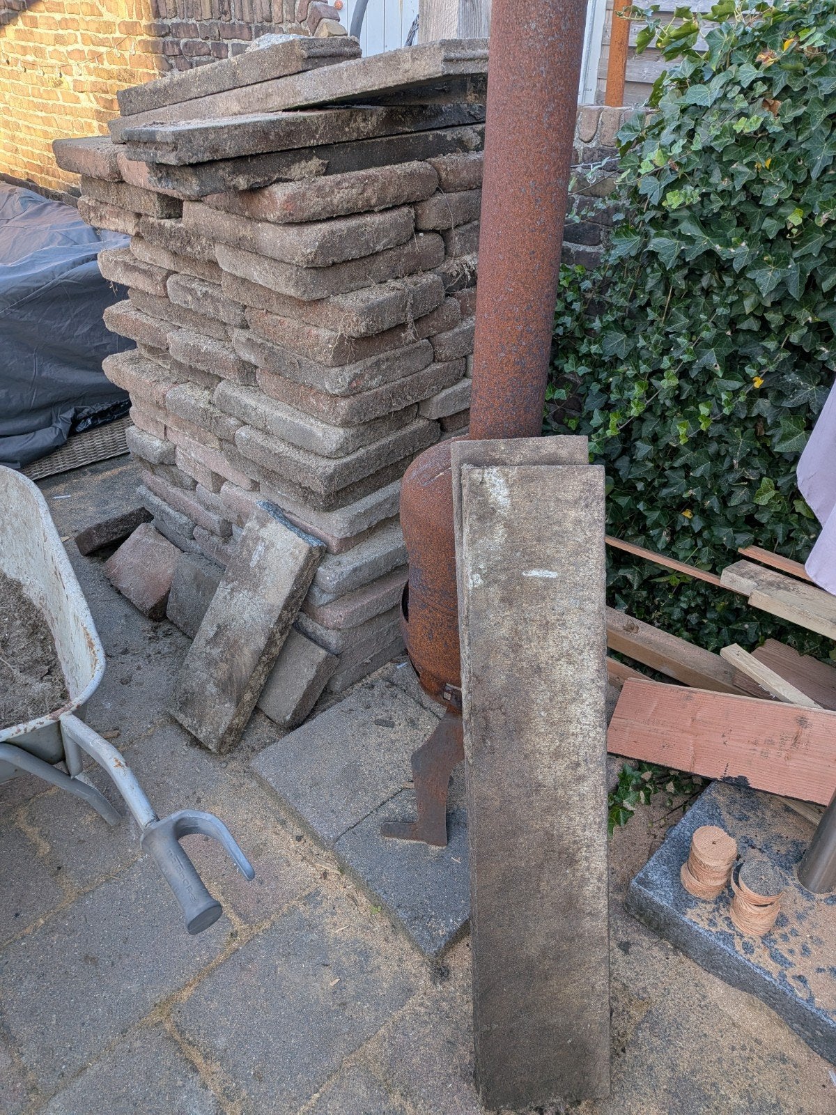 Gebruikte sierbestrating abbeystones, Tuin en Terras, Ophalen, Gebruikt, 10 m² of meer, Beton