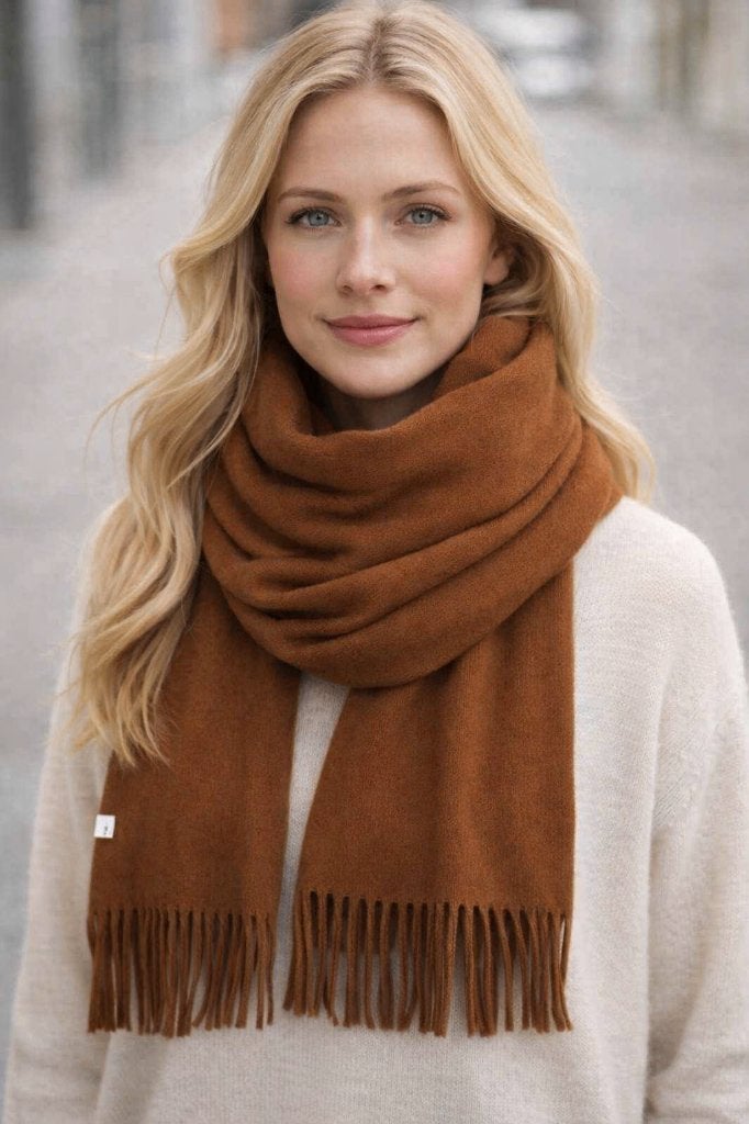 cashmere bruin sjaal-100 x 70 cm, Ophalen of Verzenden, Zo goed als nieuw, Maat 46/48 (XL) of groter, Sjaal