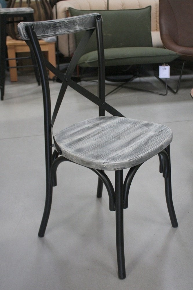 Eetkamerstoel Cross metaal & hout industrieel vintage (24x)