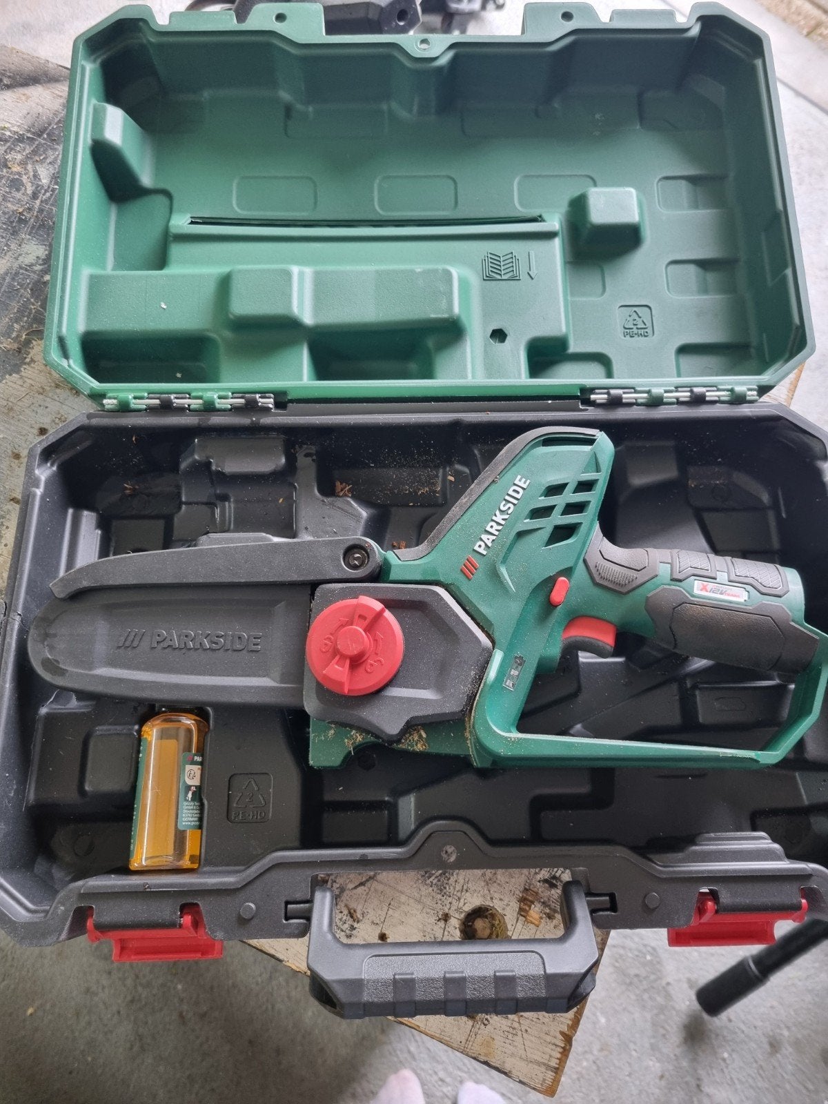 Parkside Accu Kettingzaag - Compact en Krachtig, Doe-het-zelf en Verbouw, Minder dan 30 mm, Gebruikt, Kettingzaag, Ophalen of Verzenden