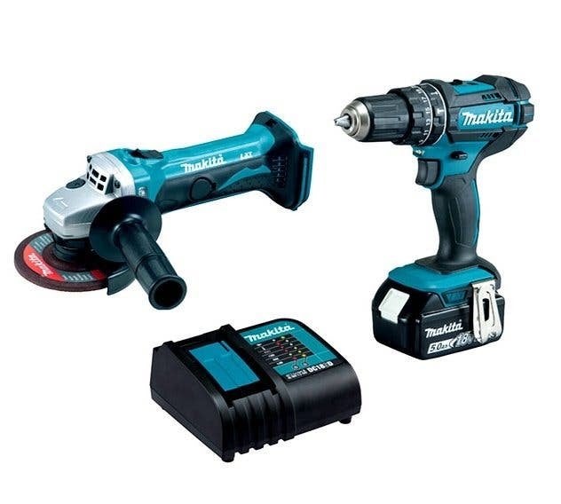 MAKITA 18V SLIJPER + 5.0Ah ACCU SCHROEF- KLOPBOOR COMBI SET, Makita, Haakse handslijpmachine, Nieuw, Ophalen of Verzenden