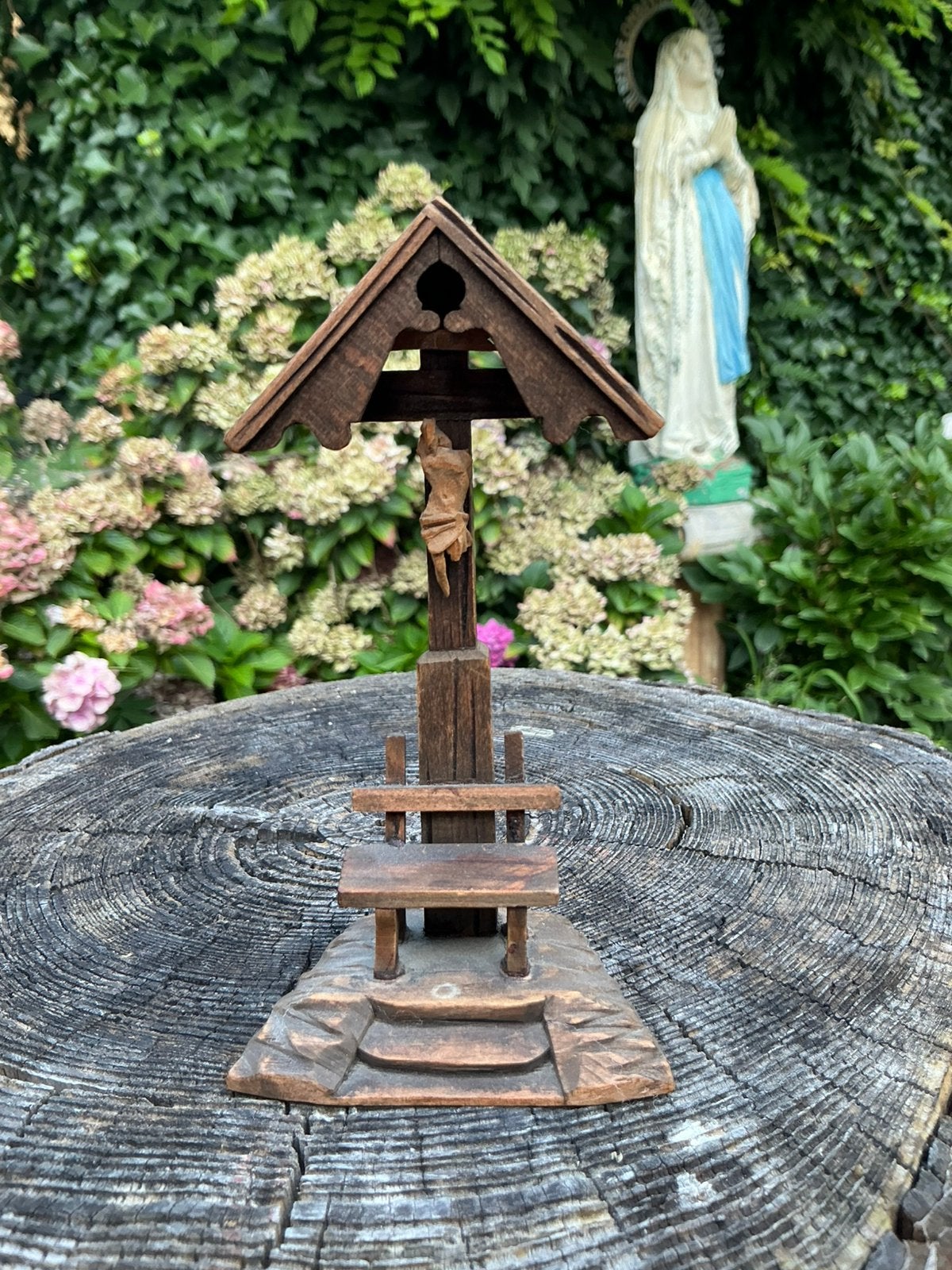 Antiek Houten Miniatuur Huisaltaartje ❤️ Wegmarterl, Antiek en Kunst, Ophalen of Verzenden