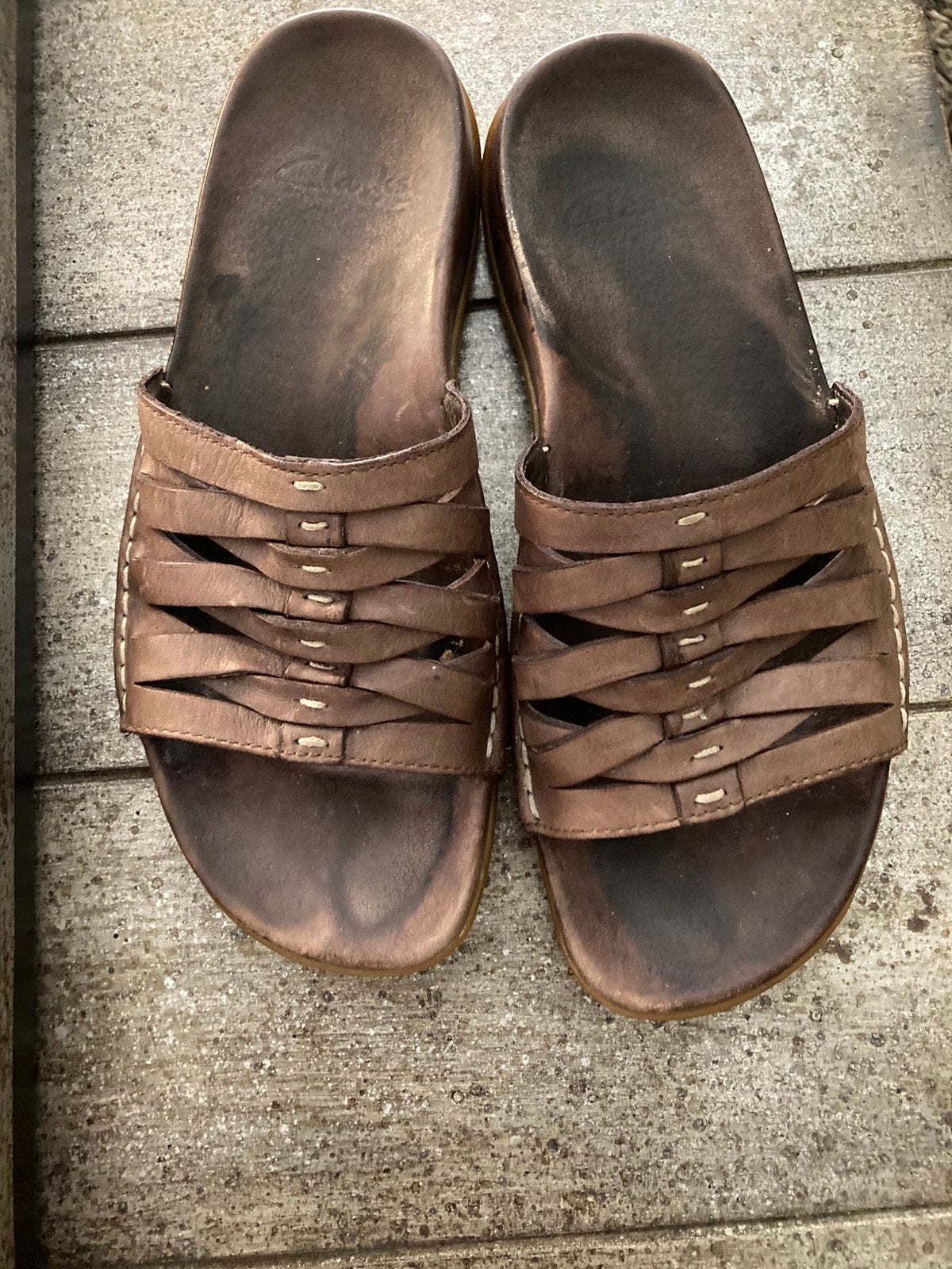 Leren slipper van clarks, Slippers, Bruin, Ophalen of Verzenden, Gedragen