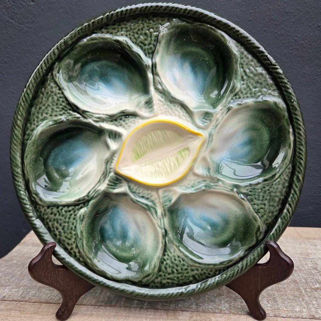 Antieke Franse Majolica Oesterschaal - St Clement, Ophalen of Verzenden