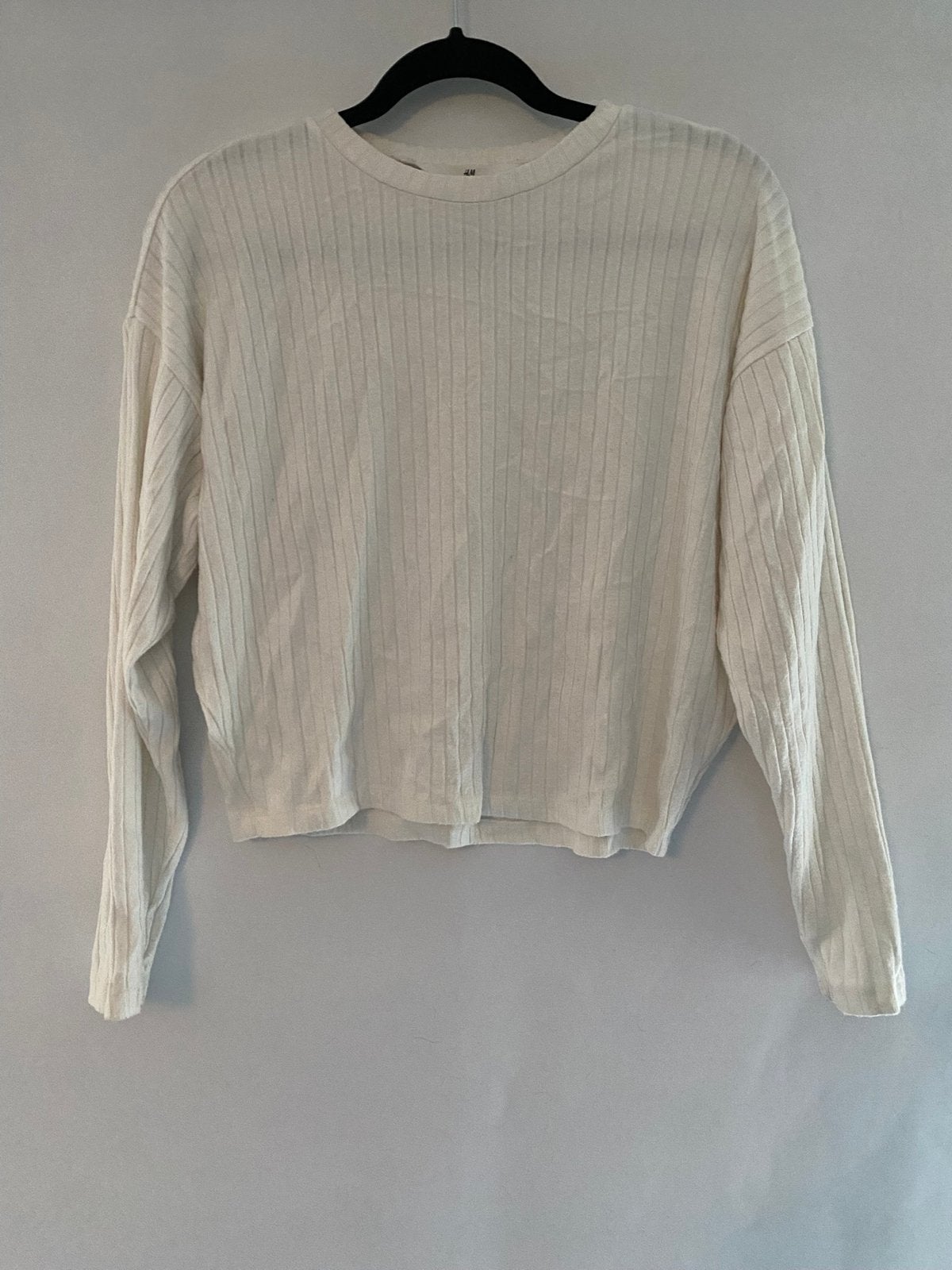 H&M geribde cropped top crème/wit – maat 158/164 (, Kinderen en Baby's, Kinderkleding | Maat 158, Ophalen of Verzenden, Gebruikt
