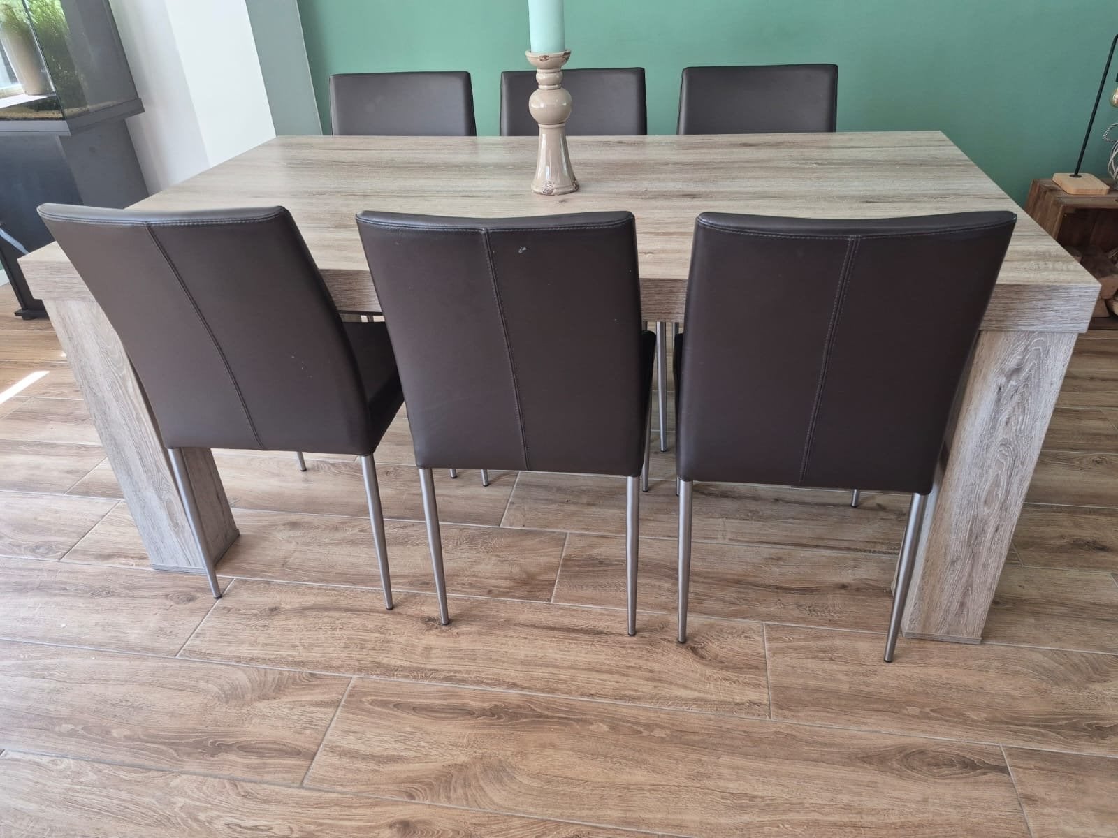 Eettafel met 6 stoelen, Huis en Inrichting, Tafels | Eettafels, Ophalen, Gebruikt, 100 tot 150 cm, Vijf personen of meer