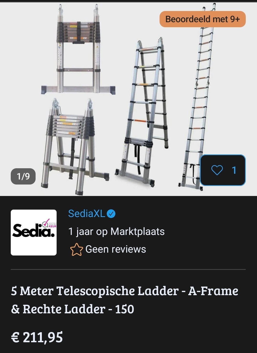 Telescopische ladder 5 meter €140 nog steeds te koop, Ophalen of Verzenden, 4 meter of meer