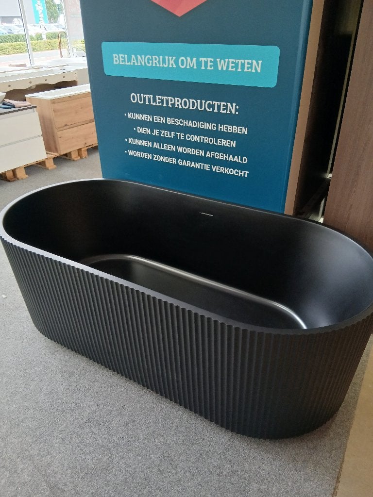 Zeza Nuo Vrijstaand Bad Mat Zwart Ribbel 170x80cm (41904), Ophalen, Zo goed als nieuw, Bad