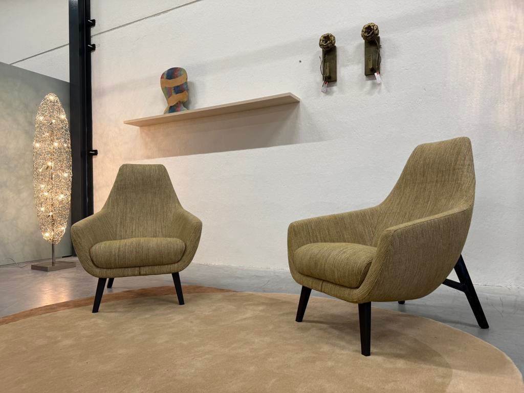 2 Nieuw Montis Enzo Fauteuil stof Design stoel geel, Nieuw, 75 tot 100 cm, Ophalen of Verzenden, 50 tot 75 cm