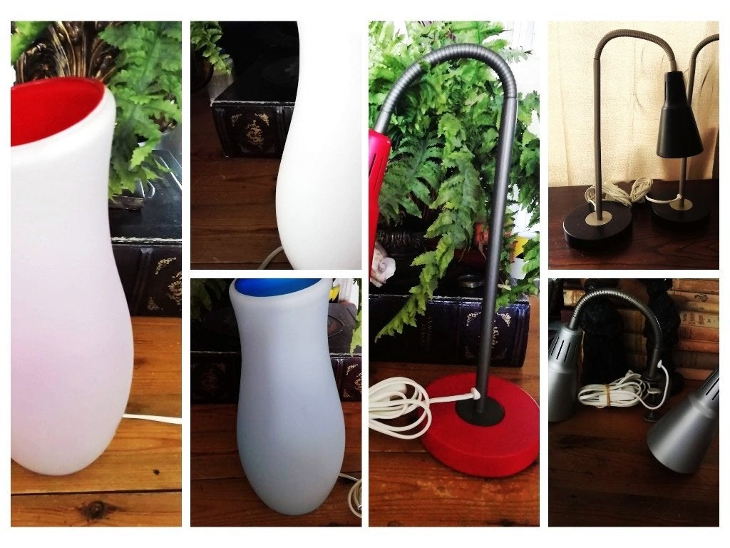 Vintage IKEA MYLONIT retro en KVART burolamp en klemlamp, Ophalen of Verzenden, Zo goed als nieuw, Glas