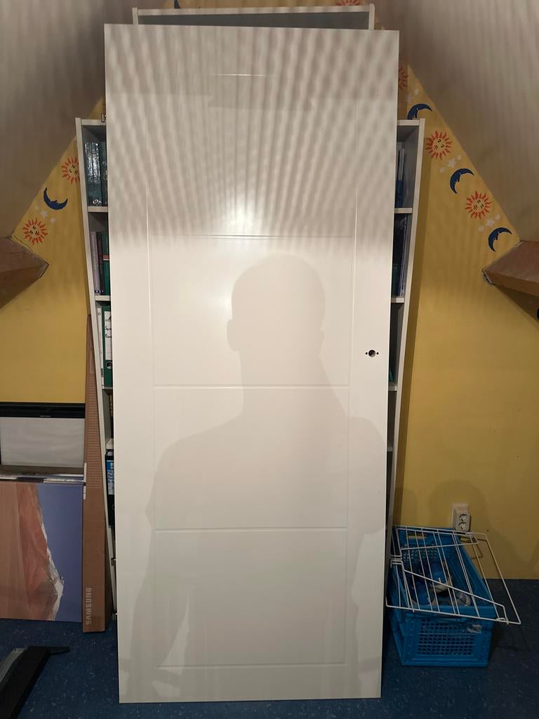 Nieuwe binnendeur met 4 lijnen, linksdraaiend, incl. kozijn, Ophalen, 80 tot 100 cm, Binnendeur, Zo goed als nieuw