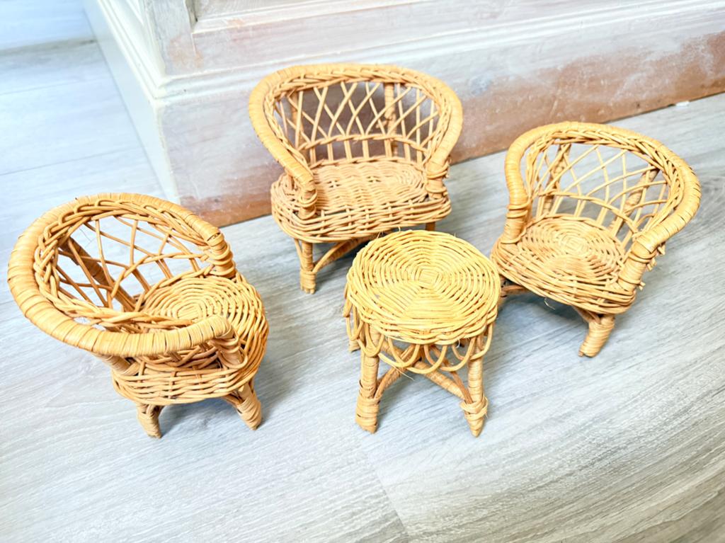 Miniatuur rotan stoeltjes (3 stuks), Ophalen of Verzenden