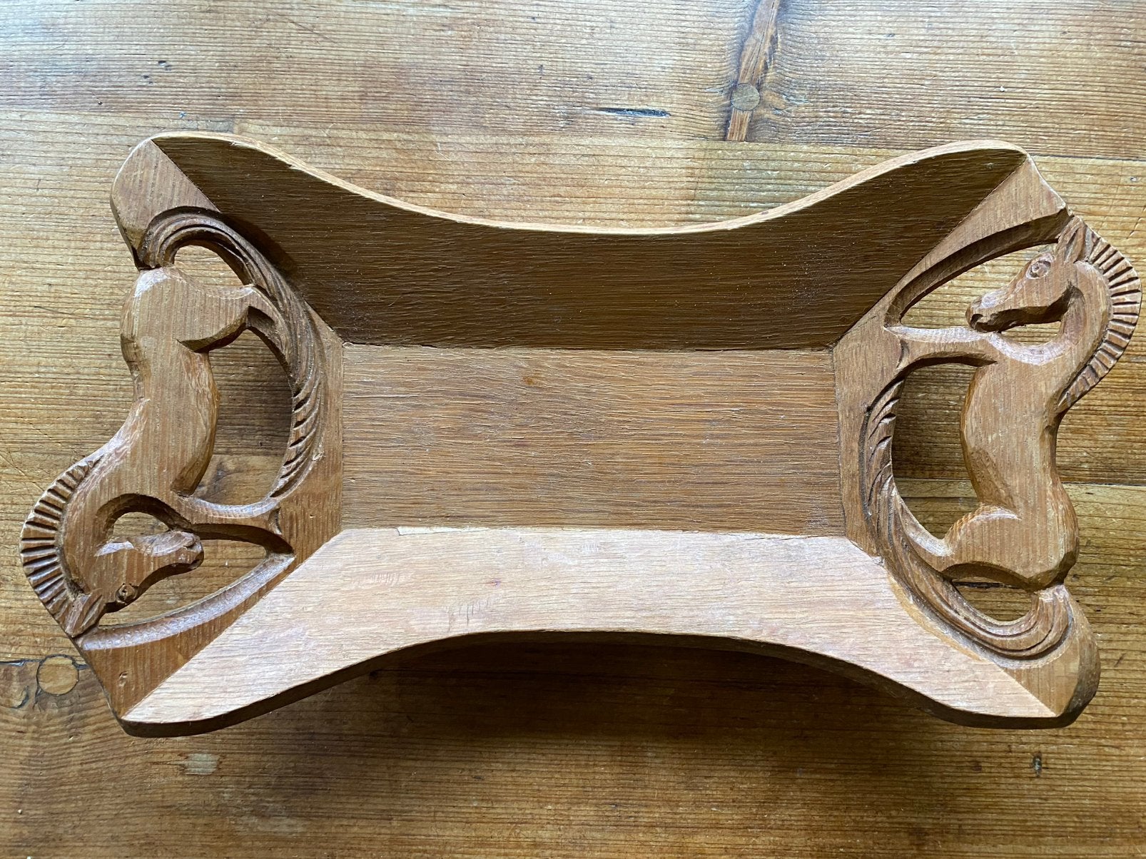 Houten dienblad met paardjes, Huis en Inrichting, Woonaccessoires | Dienbladen, Ophalen of Verzenden, Gebruikt, Rechthoekig, Hout