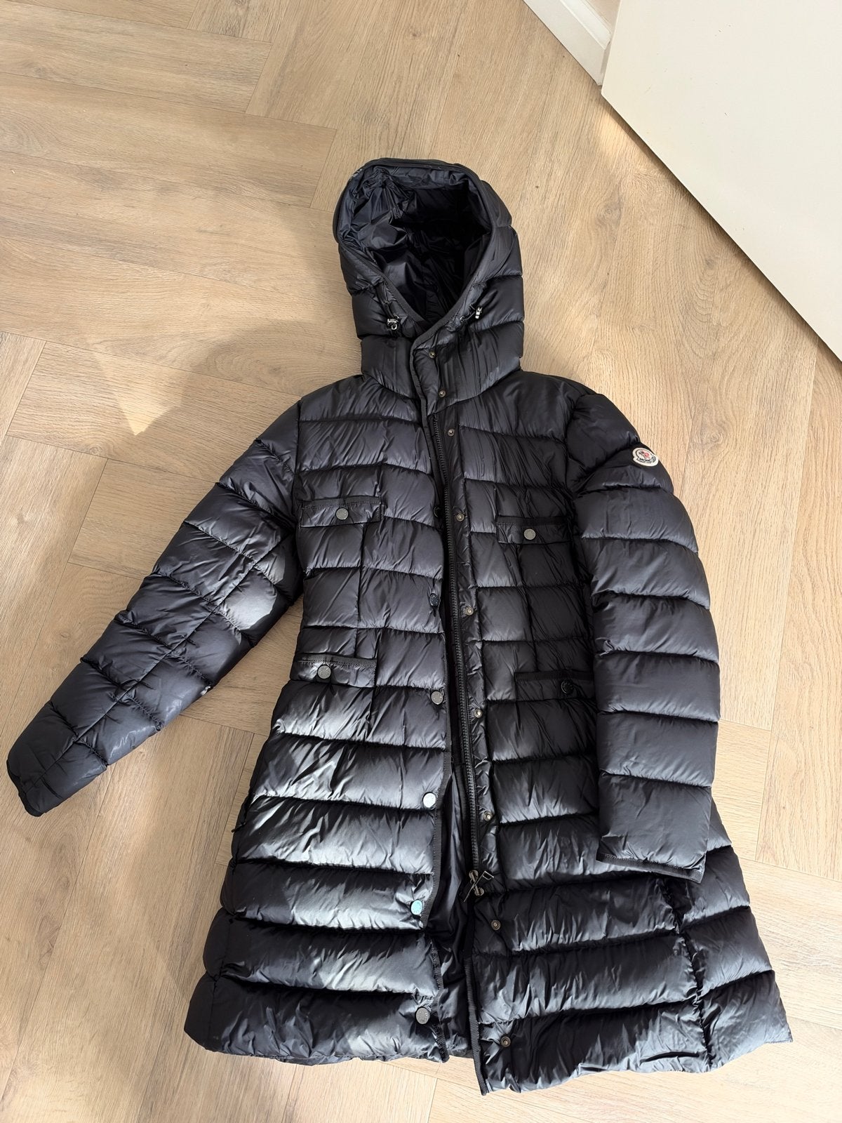 Moncler Puffer Jas Zwart - Maat M, Ophalen of Verzenden, Zo goed als nieuw, Maat 36 (S), Zwart
