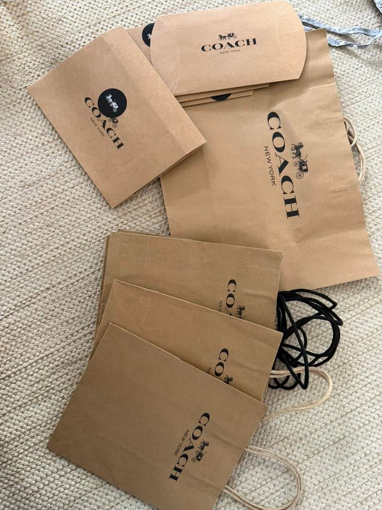 Coach bruine beige papieren tassen, Ophalen of Verzenden, Zo goed als nieuw, Beige, Overige typen