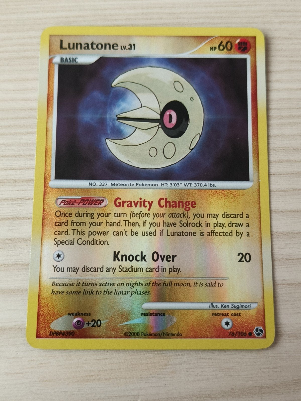 Lunatone reverse holo 76/106 great encounters, Ophalen of Verzenden, Zo goed als nieuw, Losse kaart, Foil