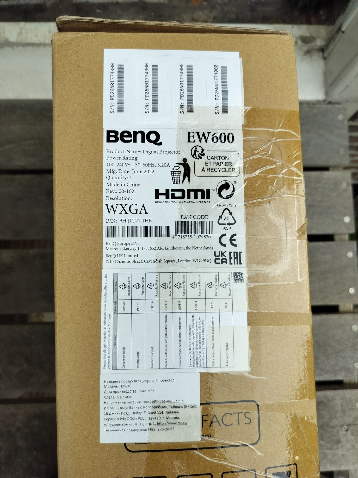 BenQ EW600 Digitale Projector - Zo goed als nieuw, Overige technologieën, Zo goed als nieuw, Overige resoluties, BenQ