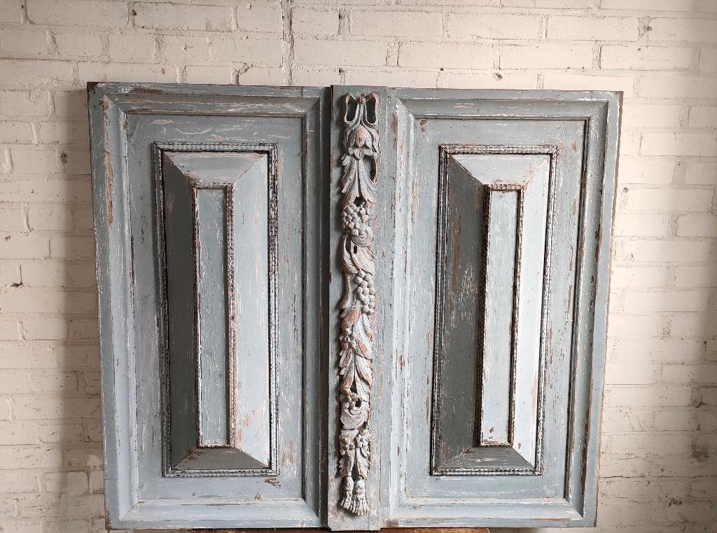 2 oude deuren panelen eiken bewerkt brocante creatief, Ophalen