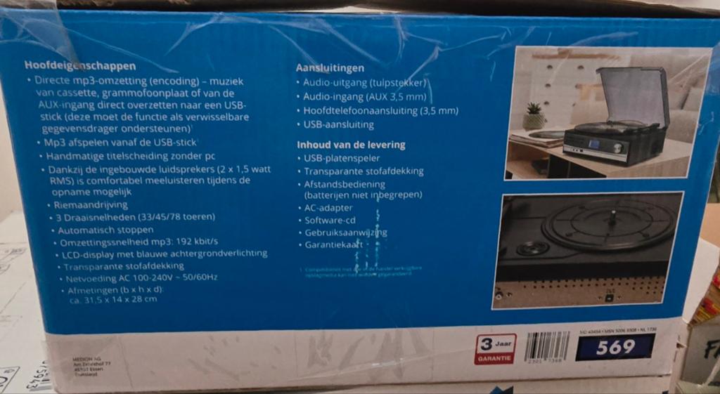 Medion Platenspeler/Audio Converter naar MP3 - Nieuw, Audio, Tv en Foto, Overige merken, Nieuw, Ophalen of Verzenden, USB-aansluiting