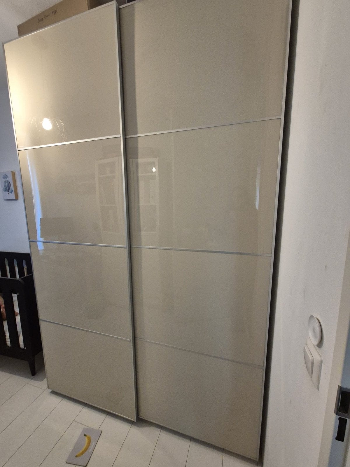 IKEA Pax kast, schuifdeuren Auli/Mehamn 150x201 cm, Ophalen, Gebruikt, 100 tot 150 cm, 200 cm of meer
