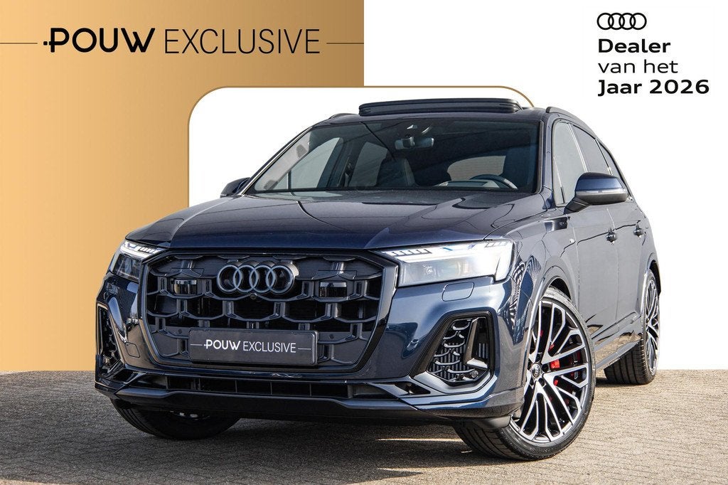 Audi Q7 55 TFSI e 394pk quattro S-line | Panoramadak | Trekh, Auto's, Audi, Automaat, 12 maanden, Blauw, 26 kWh