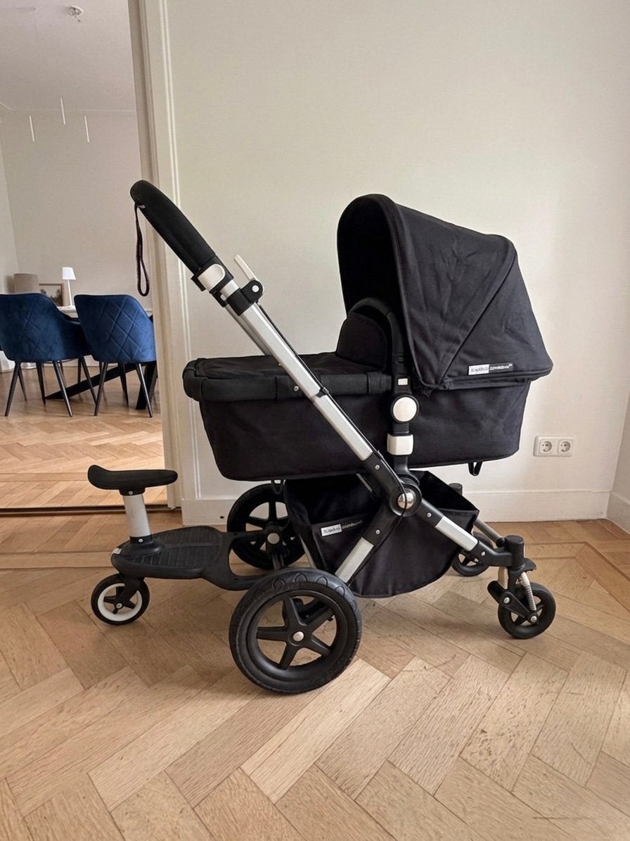 Bugaboo Cameleon 3 Black | Compleet (2-in-1)+ Meerijdplankje, Ophalen of Verzenden, Zo goed als nieuw, Bugaboo, Verstelbare duwstang